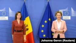 Maia Sandu, președinta R. Moldova, și Ursula Von Der Leyen, președinta Comisiei Europene, la Bruxelles, 18 ianuarie 2021