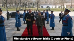 Komandant Komande združenih savezničkih snaga NATO, Džordž Vajkof (L) i načelnik Generalštaba Vojske Srbije, Milan Mojsilović, Beograd, 6. mart 2026.