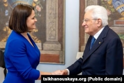 Сьвятлана Ціханоўская і прэзыдэнт Італіі Сэрджа Матарэля