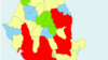 Harta alegerilor: PSD- roșu, PNL- galben, USR-PLUS - albastru, UDMR - verde.