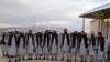 Newly freed Taliban prisoners are seen at Bagram prison, north of Kabul, on April 9.