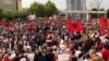 Kosovo's leftist-nationalist Vetevendosje party held a rally in Pristina's Skanderbeg Square on June 12, with participants calling for new elections.