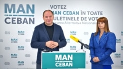 Primarul Chișinăului, Ion Ceban, și fosta vicepreimară, Irina Gutnic, la o conferință de presă a partidului Mișcarea Alternativa Națională din timpul campaniei electorale pentru șefia capitalei, octombrie 2023