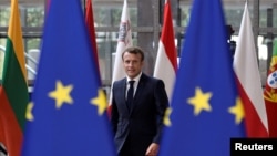 Архивска фотографија- францускиот претседател Емануел Макрон на Самитот на ЕУ