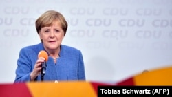 Канцлер Германии Ангела Меркель, лидер Христианской демократической партии, после завершения выборов. Берлин, 24 сентября 2017 года.