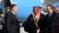 U.S. Secretary of State Mike Pompeo (left) is greeted by Bahraini Foreign Minister Khalid bin Ahmad al-Khalifa after arriving in Manama on January 11.