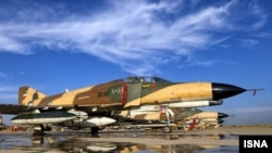 Iranian Air Force F-4 Fighter jet displayed at press conference in Isfahan