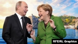 Владимир Путин и Ангела Меркель. Коллаж