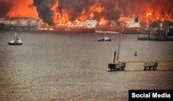 Пожар в порту Усть-Луги 25 марта 2026 года