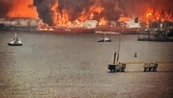 Пожар в порту Усть-Луга после удара украинских дронов в ночь на 25 марта