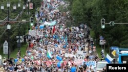 Акция в поддержку бывшего губернатора Хабаровского края Сергея Фургала. Хабаровск, 25 июля 2020 года.