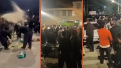 Protesters are pictured gathering on the streets of Abdanan, Ilam Province, on January 6. 