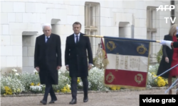 Președinții Sergio Mattarella și Emmanuel Macron la aniversarea lui Leonardo da Vinci la Chateau d'Amboise, France