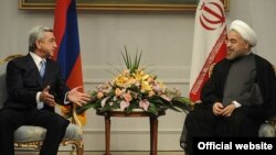 Iran - President Hassan Rouhani meets with his Armenian counterpart Serzh Sarkisian, Tehran, 05Aug2013.