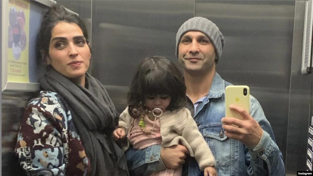 Instagram influencers Ahmad Moin-Shirazi (Picasso Moin) and Shabnam Shahrokhi with their baby girl. Photo from Instagram. 