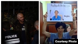 მიხეილ ზაქარეიშვილი პოლიციასთან როცა მას პირბადის ტარების გამო ამოწმებდნენ სამართალდამცველები და ვიკა ბუკია საკუთარ სასამართლო სხდომაზე 