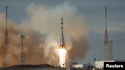 Polijetanje rakete Sojuz iz ruskog lansirnog pogona Baikonur u Kazahstanu, 23. marta 2024.