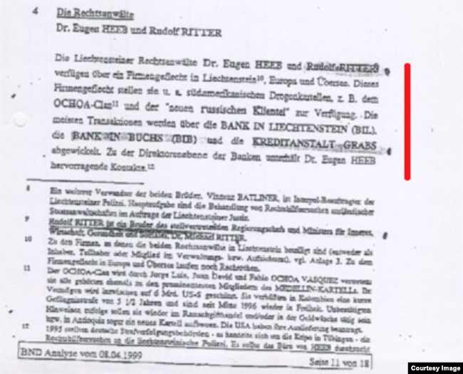 Фрагмент доклада БНД от 8 апреля 1999 г., стр.11