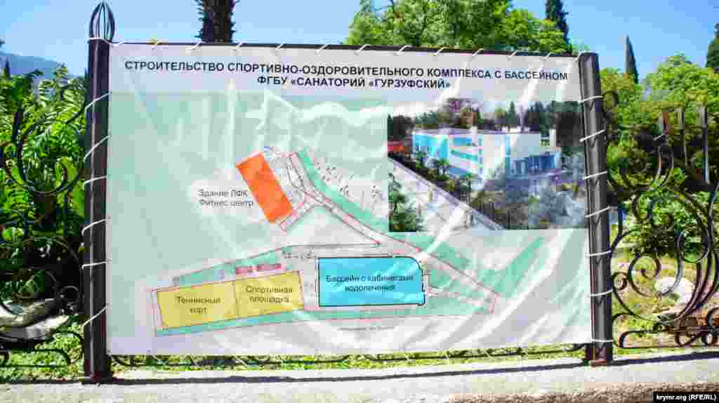 Ще одне будівництво, цього разу призупинене через брак коштів. Закінчити будівництво спортивного комплексу з басейном на території Санаторію «Гурзуфського» повинні були ще 2012 року. Однак із різних причин терміни постійно продовжувались і зараз невідомо, коли відбудеться відкриття спортивного комплексу