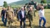 Nagorno Karabakh - Armenia's President Serzh Sarkisian (C), visits a military base, 22Jun2016