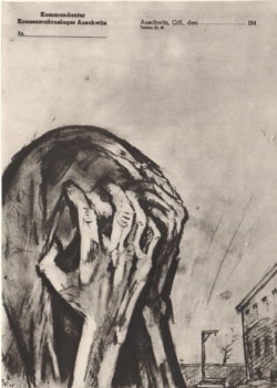 Без слів. Малюнок Зіновія Толкачова. (Зиновий Толкачев. «Освенцим». – М.: Изобразительное искусство, 1969)