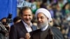 President Hassan Rouhani (R) and his First Vice President Es'hagh Jahangiri, during a campaign rally in Tehran on Sunday May 13, 2017.