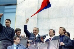 Борис Єльцин під час путчу в Москві, 1991 рік