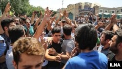 The protest came a day after demonstrators forced two major mobile-phone and electronics shopping centers in Tehran to close.