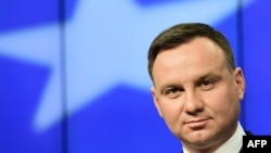 Анджей Дуда на прес-конференції у Брюсселі, 18 січня 2016 року