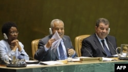 Ali Abdel-Salam al-Treki (center) pictured here at the UN in 2009.