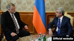 Armenia -- President Serzh Sarkisian meets with Herbert Salber, the EU's special representative for the South Caucasus, Yerevan, 30Jul2014 