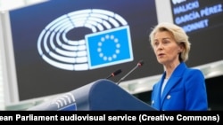 Ursula fon der Lajen na sednici Evropskog parlamenta u Strazburu, 8. oktobra 2025.