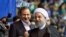 President Hassan Rouhani (R) and his First Vice President Es'hagh Jahangiri, during a campaign rally in Tehran on Sunday May 13, 2017.