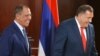 Ministri i Jashtëm rus Sergei Lavrov dhe Presidenti i 'Republika Srpska', Milorad Dodik gjatë një konference për mediat. Fotografi nga arkivi