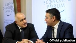 Давос- средба на македонскиот министер за надворешни работи Никола Димитров и бугарскиот премиер Бојко Борисов, 21.01.2020