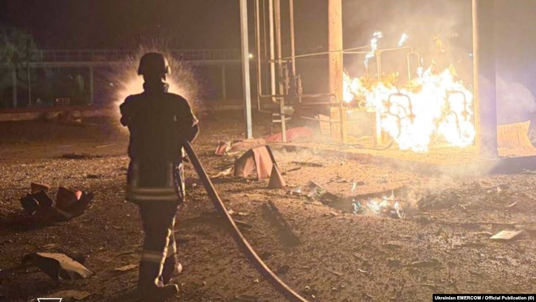 Aftermath of a Russian drone strike in the Odesa region on the night of February 13.
