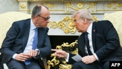 دیدار رئیس‌جمهور آمریکا و صدراعظم آلمان در واشینگتن