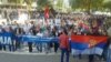 Students protest against Kosovo's membership in UNESCO in the Kosovo Serb enclave of North Mitrovica on October 21.