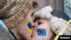 Студенты – участники "евромайдана" в Киеве