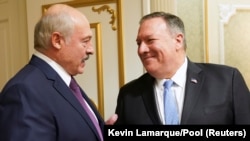 Госсекретарь США Майк Помпео на встрече с президентом Беларуси Александром Лукашенко в Минське 1 февраля 2020 года