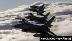 NATO warplanes patrol the skies over the Baltic states amid threats of potential Russian aggression (file photo)