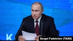 Володимир Путін на щорічній прес-конференції. Москва, 20 грудня 2018 року