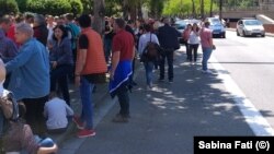 Coadă la vot, la Barcelona, pe 26 mai.