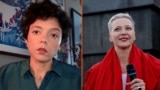 Belarus - imprisoned Belarusian activist Maryya Kalesnikava (right) and her sister Tatsiana Homich - screen grab