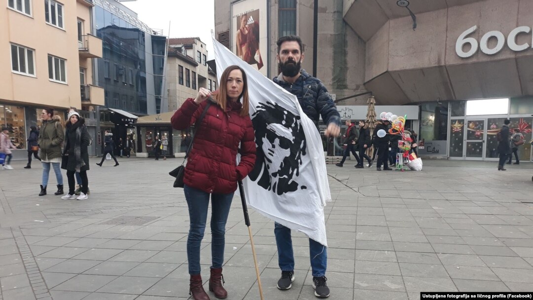 Bojan Bajić u Banjaluci pred protest grupe Pravda za Davida, 30. decembra 2018.
