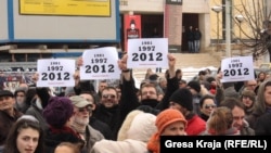 Protest u Prištini protiv akcije policije, 16. januar 2012.