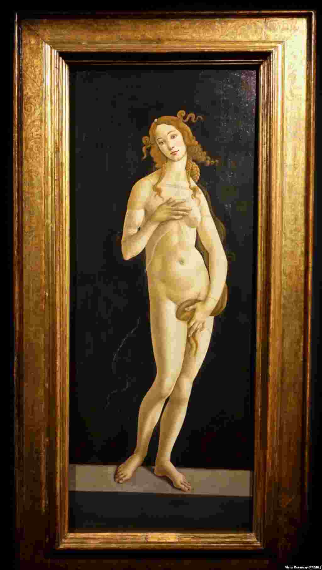 Sandro Botticelli și atelierul, Venere pudica, cca. 1485-90 [din col. Musei Reali, Galeria Sabauda, Torino].