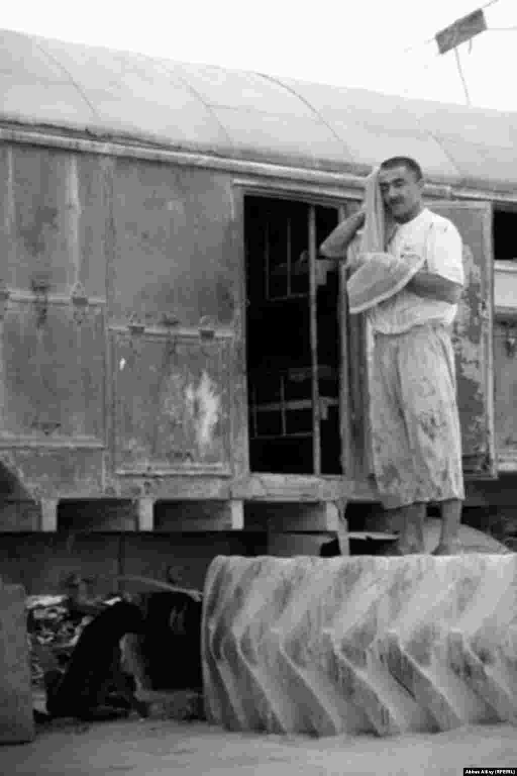 The workers sleep and eat in trailers by the quarry.