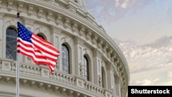 ამერიკის შეერთებული შტატების დროშა ვაშინგტონში, კონგრესის შენობასთან