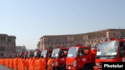 Armenia --The solemn donation ceremony of firefighting vehicles from the International Cooperation Agency of Japan to Rescue Service of Armenia. 11Aug2010